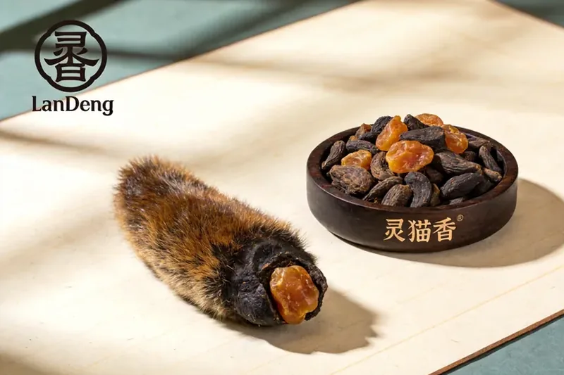 Raw Civet (Civettictis civetta (African civet); Viverricula indica (small Indian civet) — animal-derived, not botanical) material, editorial still life