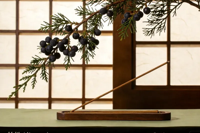 Raw Juniper (Juniperus communis) botanical material, editorial still life