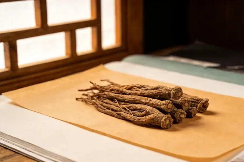 Raw Chuanxiong (Ligusticum chuanxiong (syn. Conioselinum anthriscoides)) material, editorial still life