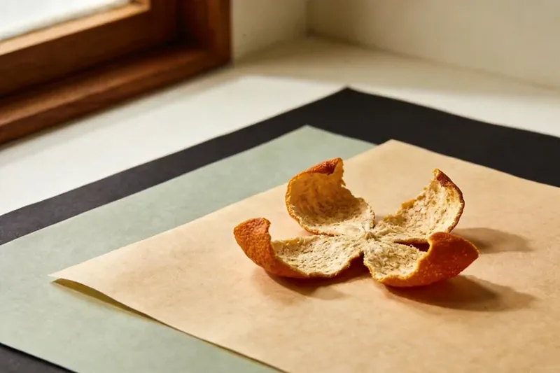 Raw Litchi Husk (Litchi chinensis (the husk / pericarp)) material, editorial still life