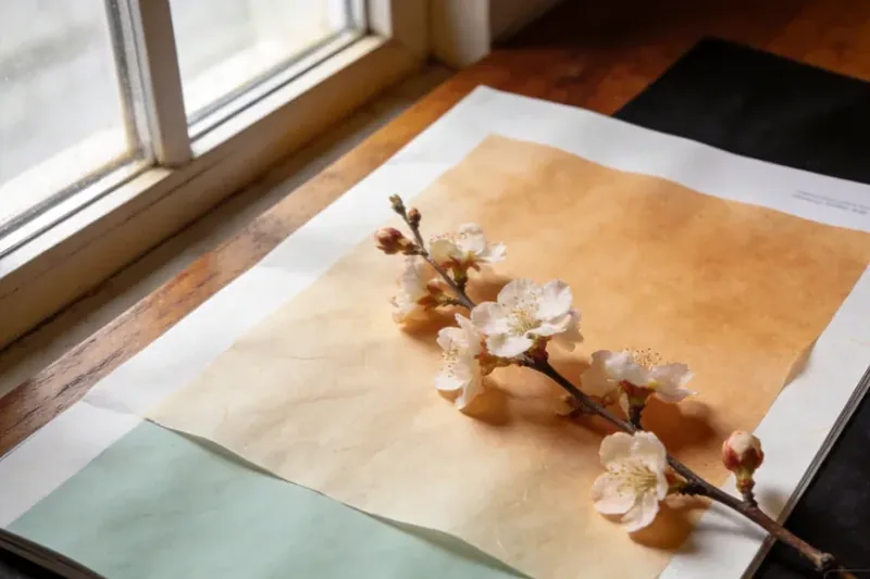 Raw Neroli (Citrus aurantium (the flower)) material, editorial still life