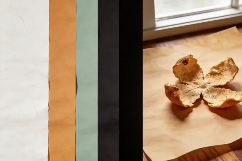 Dried amber-orange citrus peel pieces in a shallow dish.