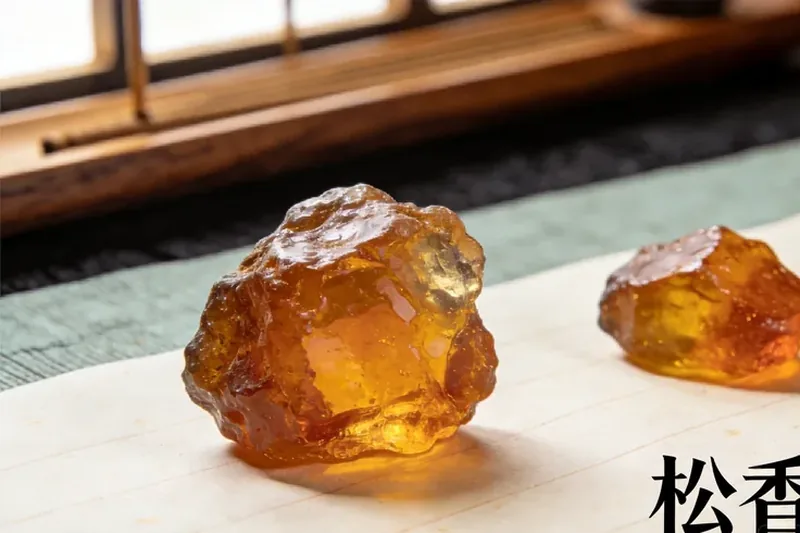 Hardened amber pine resin chunks on a small dish.