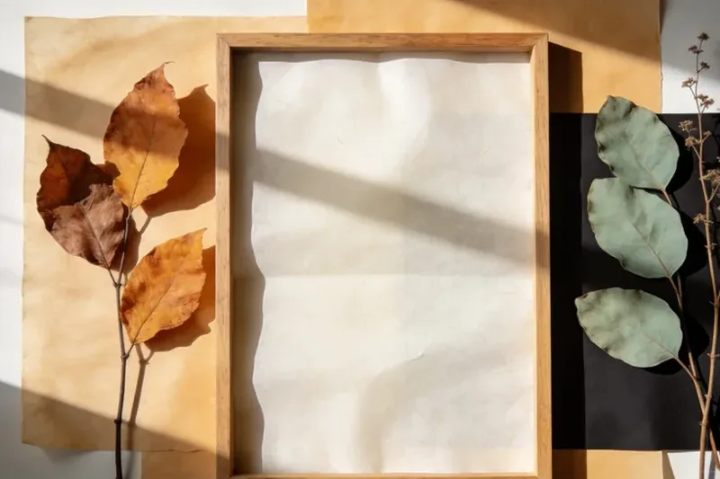 Raw Rue (Ruta graveolens) material, editorial still life