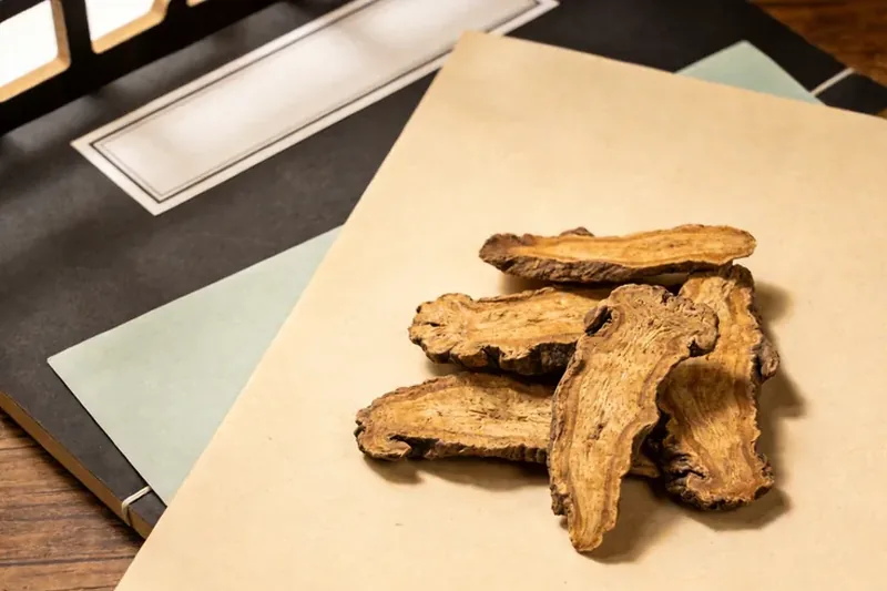 Raw Tree Peony Bark (Paeonia suffruticosa (root bark)) material, editorial still life
